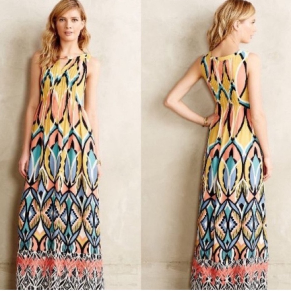 ANTHROPOLOGIE MAXI DRESS. Size 4. Printed long dress
